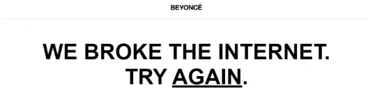 Mensagem no site oficial de Beyoncé